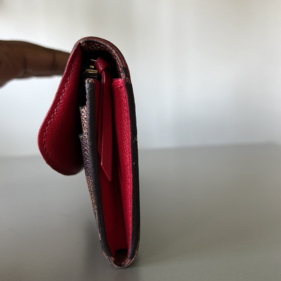 Louis Vuitton Brown/Red Long Damier Ebene Canvas Leather Emilie CA3185 Wallet - Picture 5 of 16